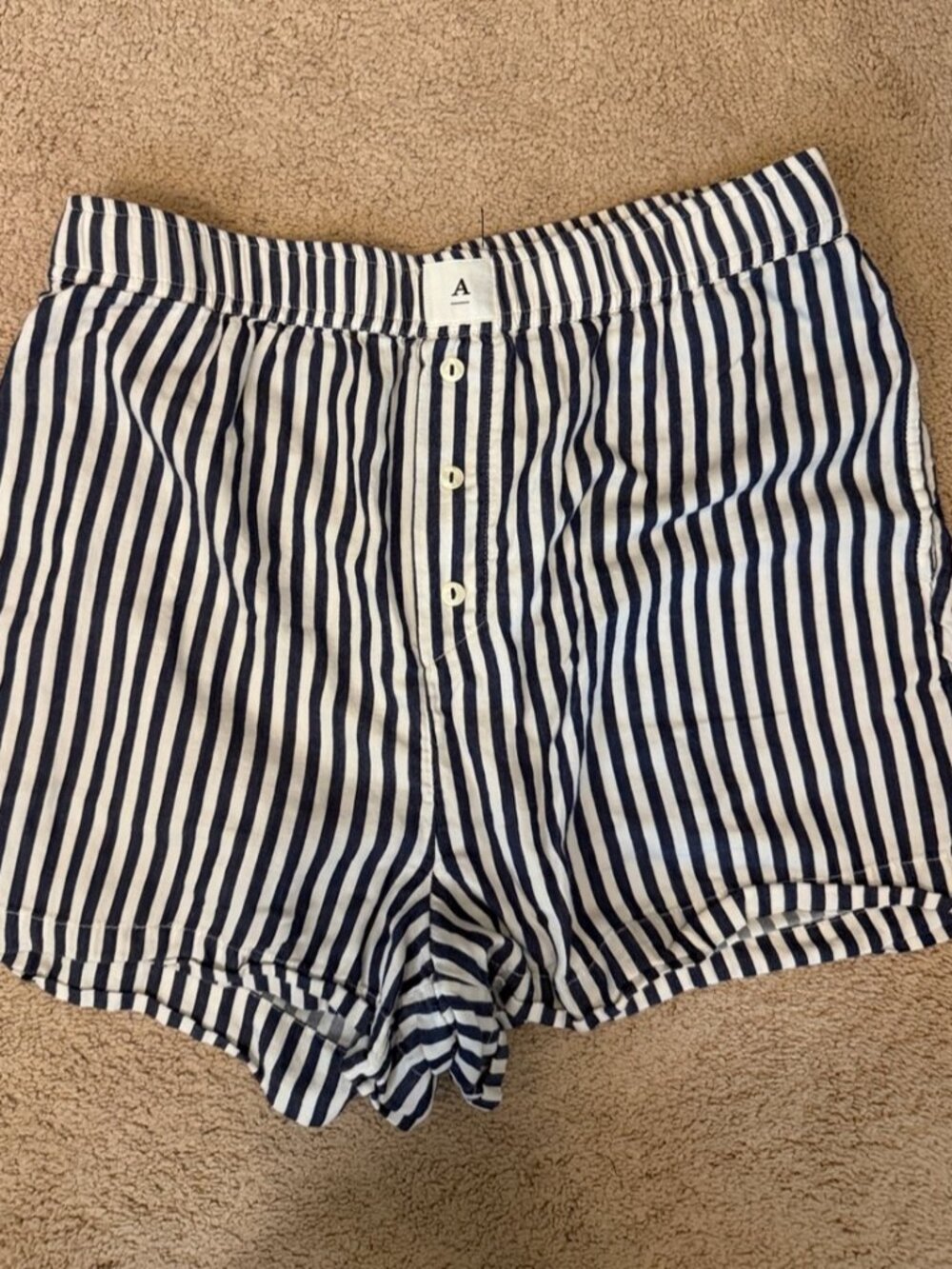 Striped High-Waist Button-Front Shorts